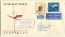 Postkarte - Wiederaufnahme des Flugverkehrs Stuttgart - Frankfurt / Main