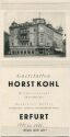 Erfurt 30er Jahre - Gaststätten Horst Kohl am Kaiserplatz - Faltblatt