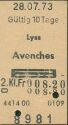 Historische Fahrkarte - SBB - Lyss - Avenches