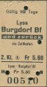 Historische Fahrkarte - SBB - Lyss - Burgdorf via Zollikofen