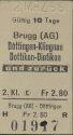 Historische Fahrkarte - SBB - Brugg (AG) Döttingen-Klingnau oder Dottikon-Dintikon