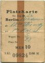 Platzkarte für den D 32 Berlin Potsdamer Bf. Mai 1929 - MER 10 3. Klasse 2.00M