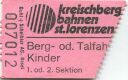 Kreischberg Bahnen St. Lorenzen 1981 - Fahrschein