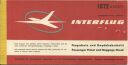 Flugschein - Interflug 1969 - Zürich Praque Zürich