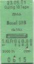 Zürich - Basel und zurück - 1. Klasse Fr. 40.00 - Fahrkarte