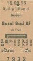 Baden Basel Bad Bf via Frick und zurück - Fahrkarte