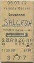 Lausanne Salgesch und zurück - Fahrkarte 1972