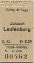 Zurzach Laufenburg - Fahrkarte 1968 