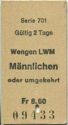 LWM Luftseilbahn WengenMännlichen - Wengen Männlichen - Fahrkarte