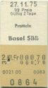 Pratteln Basel SBB - Fahrkarte 1/2 Preis 1975