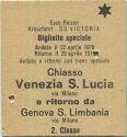 Fahrkarte - Esco-Reisen - Kreuzfahrt SS Victoria - Chiasso Venezia