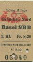 Grenchen Nord - Basel SBB - MUBA-Stempel - Fahrkarte 1961