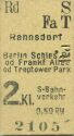 Berlin - S-Bahnverkehr 2. Kl. 0,50RM - Rahnsdorf Berlin