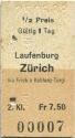 Laufenburg Zürich via Frick oder Koblenz Turgi - Fahrkarte