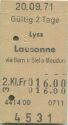 Lyss Lausanne via Bern oder Biel oder Moudon - Fahrkarte