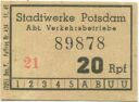 Potsdam - Stadtwerke Potsdam Abt. Verkehrsbetriebe - Fahrschein