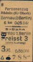 Fahrkarte - Personenzug Rüdnitz (Kr Oberb) Bernau (b Berlin) 0,25DM 