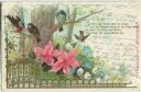 Postkarte - Blumen - Vögel - Blumenduft