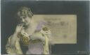 Postkarte - Junge Frau - Reichspanknote - coloriert