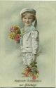 Postkarte - Geburtstag - kleiner Matrose mit Rosen
