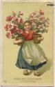 Postkarte - Geburtstag - Mädchen mit Blumentöpfen