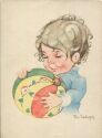 Kleinkind mit Ball- AK Großformat 1947  - Künstlerkarte signiert Ilse Peuker 