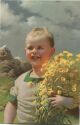Postkarte - Junge mit Blumen im Arm