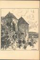 Postkarte - Partie am Schloss - Federzeichnung