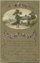Postkarte - Veilchenkranz - filigrane Blüten - Prägedruck