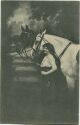 Postkarte - junge Frau mit zwei Pferden 20er Jahre