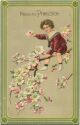 Postkarte - Pfingsten - Junge auf einem Kirschblütenzweig