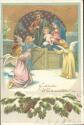 Weihnachten - Heilige Familie - Engel - Prägedruck - Ansichtskarte