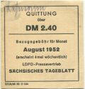 Sächsisches Tageblatt - Quittung über DM 2.40 - Bezugsgebühr