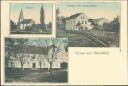 Hirschfeld - Schule - Kirche - Gasthof Anton Pagel - Postkarte