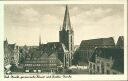 Ansichtskarte - Kiel - Markt - persianische Häuser und Nicolai-Kirche