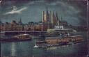 Postkarte - Köln bei Nacht - Dom - Schiffe