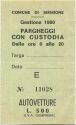 Comune di Sirmione - Gestione 1980 - Pargheggi con Custodia - Autovetture L. 500