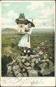 Ansichtskarte - Steirerdirndl mit Uhrturm