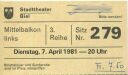 Stadttheater Biel 1981 - Eintrittskarte