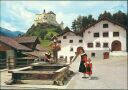 Ansichtskarte - Schweiz - Kanton Graubünden - 7553 Tarasp - Dorfplatz und Schloss
