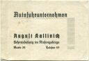 Visitenkarte - Autofuhrunternehmen - August Kallinich Schmiedeberg