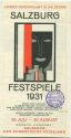 Salzburg Festspiele 1931 - Faltblatt mit Spielplan
