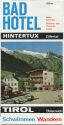 Hintertux 1968 - Badhotel Kirchler Besitzer Sepp Kirchler - Faltblatt mit 8 Abbildungen