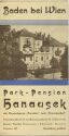 Baden bei Wien - Park-Pension Hanausek 40er Jahre - Faltblatt