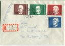 Einschreibe-Brief mit Marken der Blockausgabe zum 1. Todestag von Konrad Adenauer