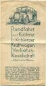 Koblenz 20er Jahre - Rundfahrt durch Koblenz mit der Koblenzer Kraftwagen Verkehrs-Gesellschaft - Faltblatt