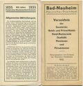 Bad Nauheim 1935 - zwei Faltblätter - Hotel- und Gaststättenverzeichnis