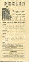 Berlin - Programm der Woche vom 25. September bis 2. Oktober 1939 - Faltblatt