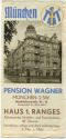 München 30er Jahre - Pension Wagner Mathildenstraße 13 - Faltblatt mit 7 Abbildungen