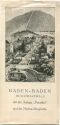 Baden-Baden im Schwarzwald mit der Anlage Paradies und der Merkur-Bergbahn 20er Jahre - Faltblatt mit 6 Abbildungen